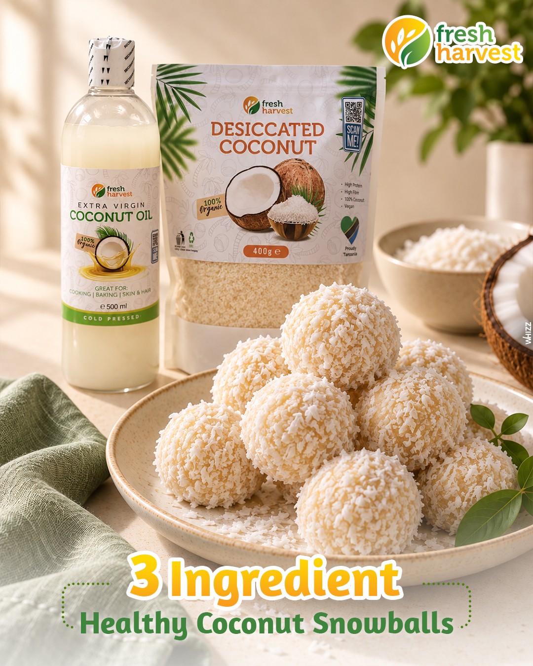  3-Ingredient Coconut Snowballs