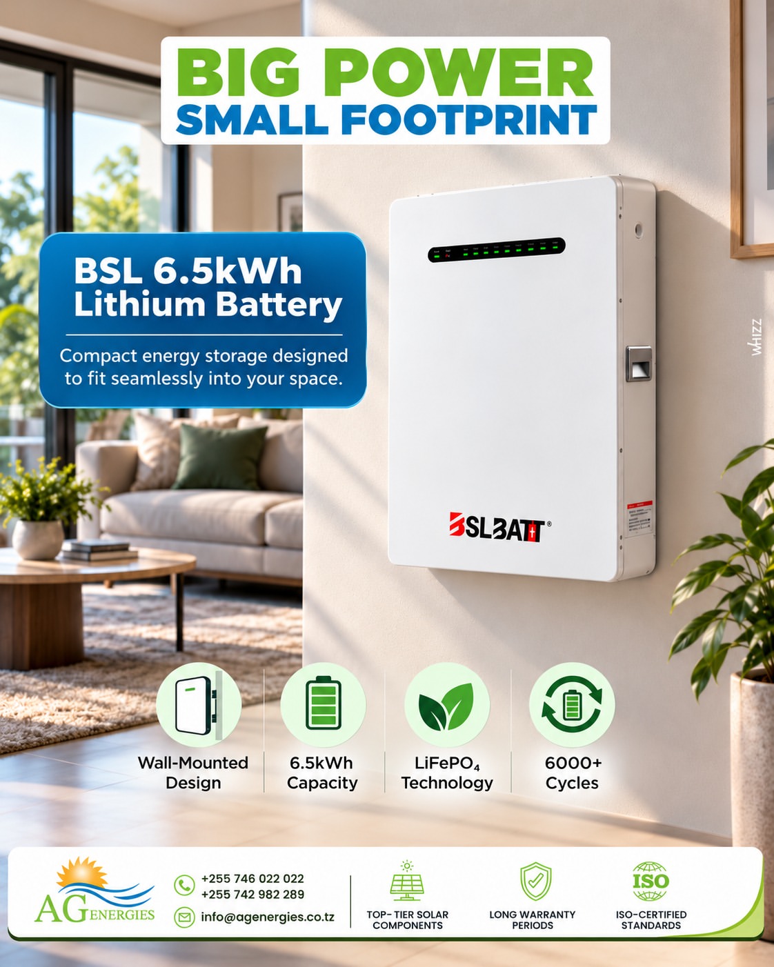 BSL 6.5kWh Lithium Battery — available from AG Energies.
