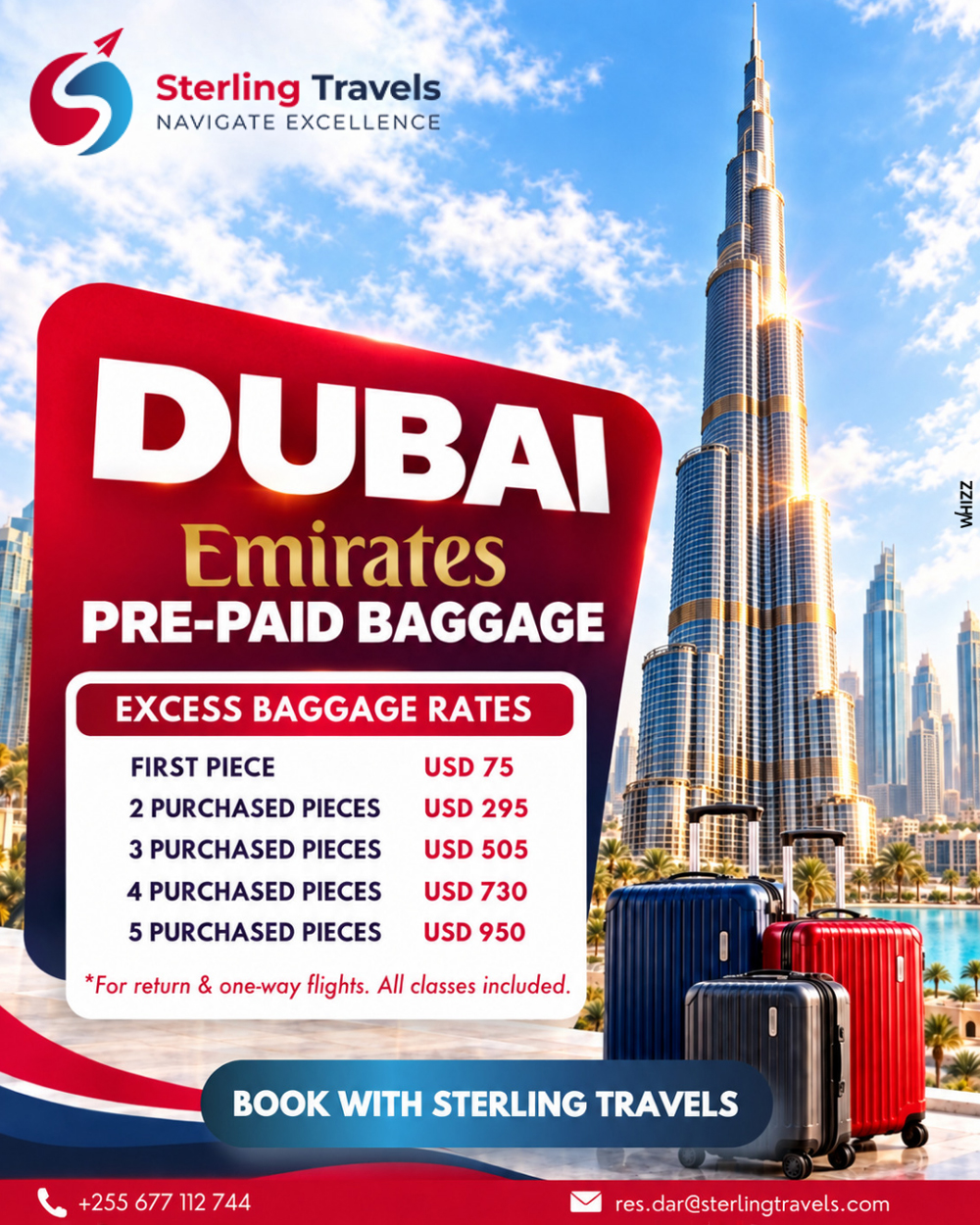 Exclusive baggage rates with Emirates