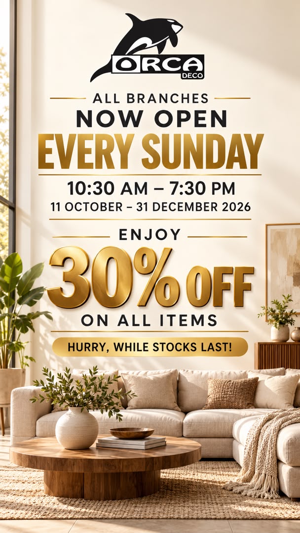 Enjoy 30% OFF - now open every Sunday! 🛍️