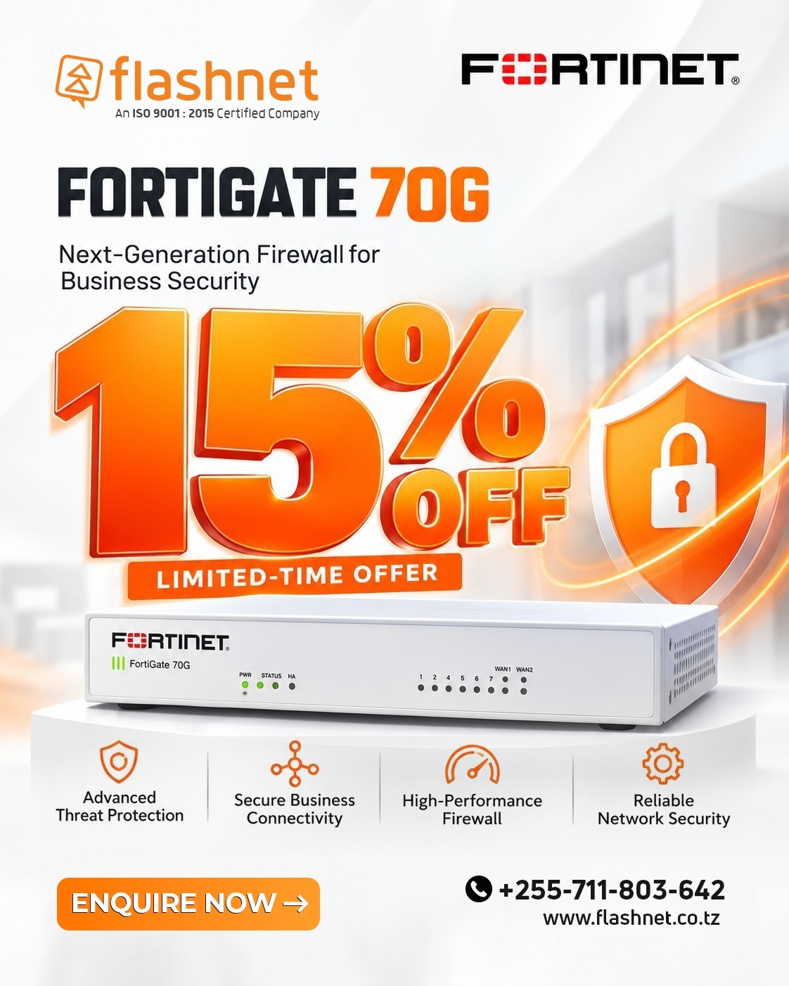 15% off on Fortinet FortiGate 70G
