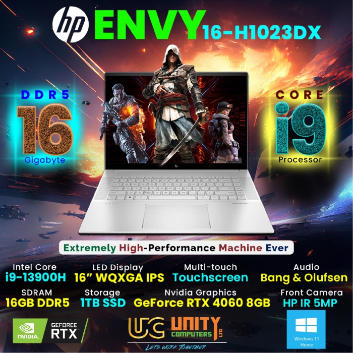 HP ENVY 16-h1023dx Laptop - 16 Touch, Intel i9, 16GB RAM, 1TB SSD